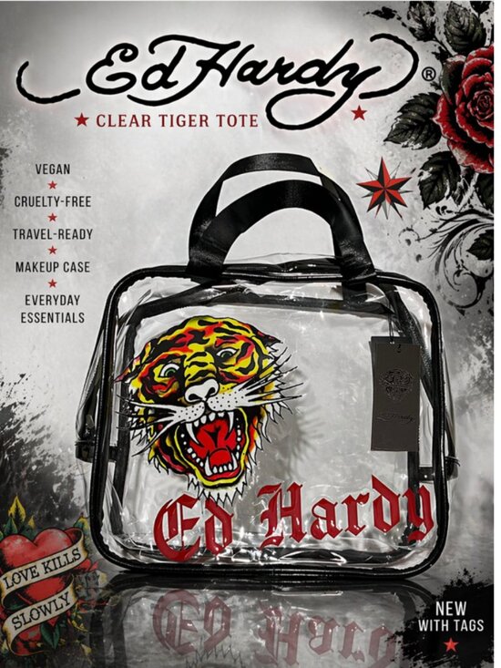 Ed Hardy Handbags - Ed Hardy Clear Tote with Multicolor Tiger Graphic